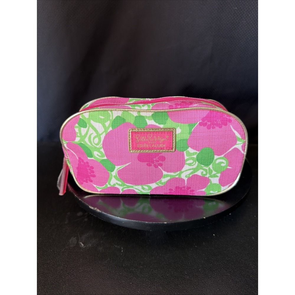 Lily Pulitzer x Estee Lauder Cosmetic Makeup Bag Pretty Pink and Green